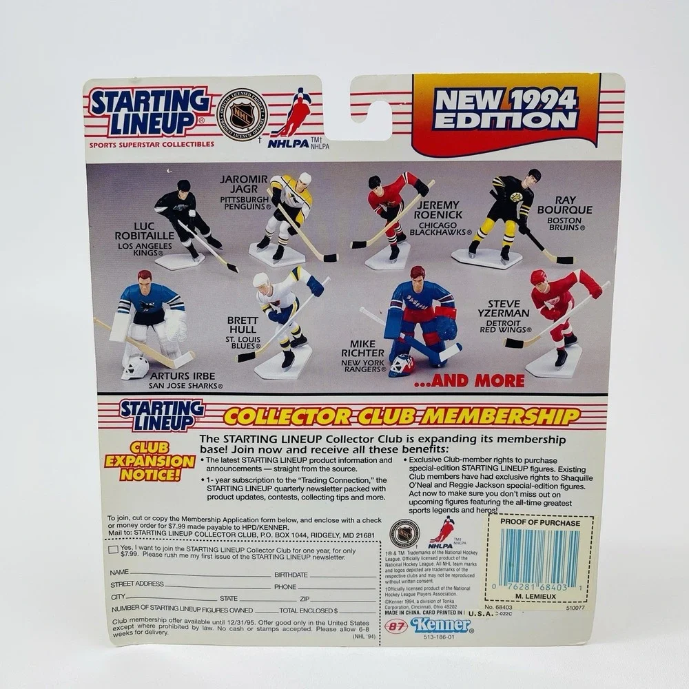 1994 KENNER STARTING LINEUP Mario Lemieux Pittsburgh Penguins MOMC